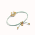 Pulsera de hilo verde azulado con perla shell fornitura ba&ntilde;ada en oro 18k